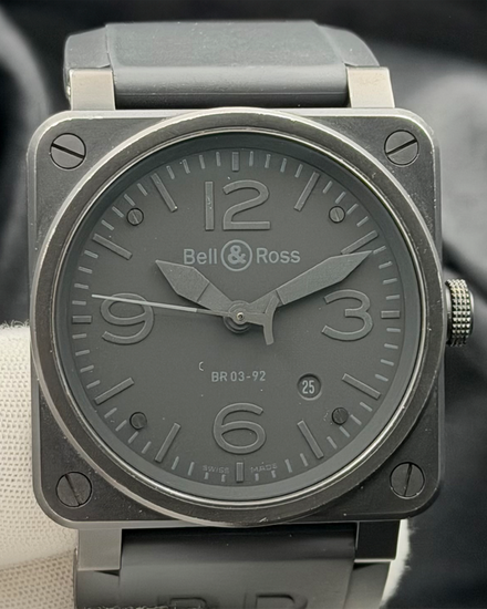 No Reserve - Bell & Ross BR 03 42MM Black Dial Rubber Strap (BR03-92-S)