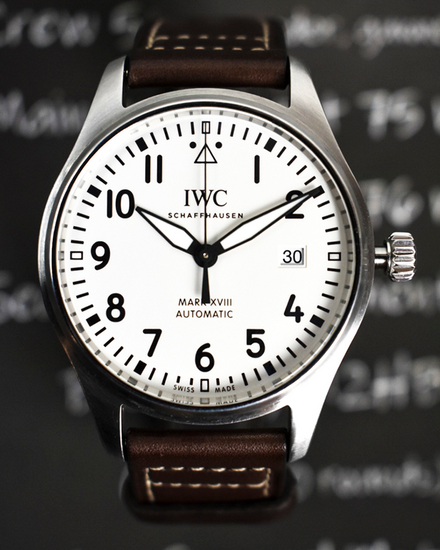 2020 IWC Schaffhausen Pilot Mark XVIII 40MM White Dial Leather Strap (IW327012)