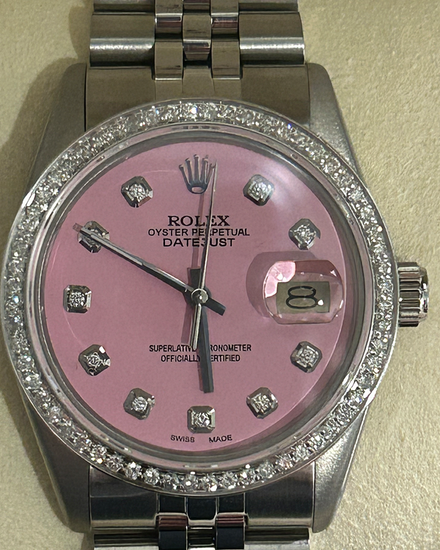 Rolex Datejust 36MM Aftermarket Pink Dial Jubilee Bracelet (16014)