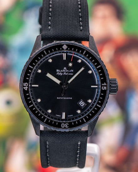No Reserve - 2021 Blancpain Fifty Fathoms Bathyscaphe 43.6MM Black Dial Textile Strap (5000-0130-B52A)