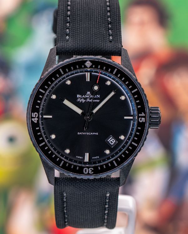 No Reserve - 2021 Blancpain Fifty Fathoms Bathyscaphe 43.6MM Black Dial Textile Strap (5000-0130-B52A)