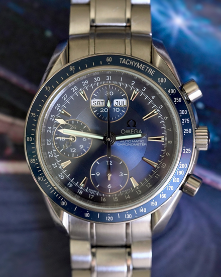 No Reserve - 2007 Omega Speedmaster Day-Date 40MM Blue Dial Steel Bracelet (3222.80.00)