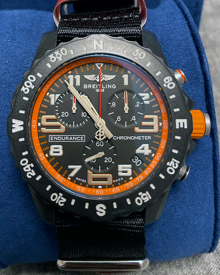 Breitling Endurance Pro 44MM Quartz Black Dial Aftermarket Textile Strap (X82310)