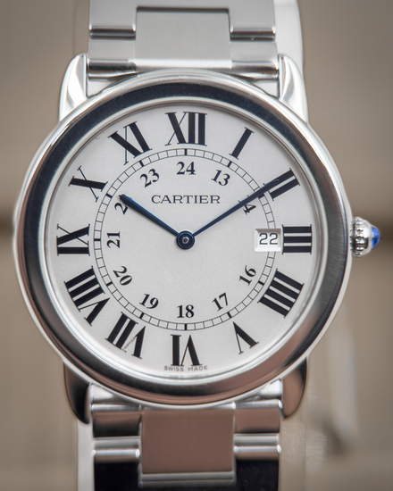 No Reserve - 2017 Cartier Ronde De Cartier 36MM Quartz Silver Dial Steel Bracelet (W6701005)