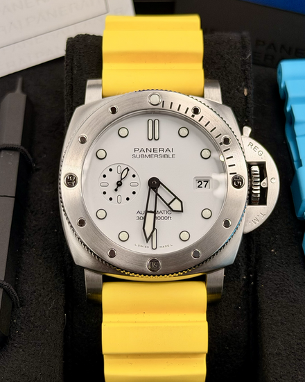 2024 Panerai Submersible 44MM White Dial Rubber Strap (PAM01226)