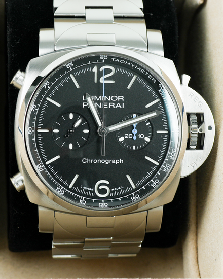 2024 Panerai Luminor Flyback Chronograph 44MM Black Dial Steel Bracelet (PAM01109)