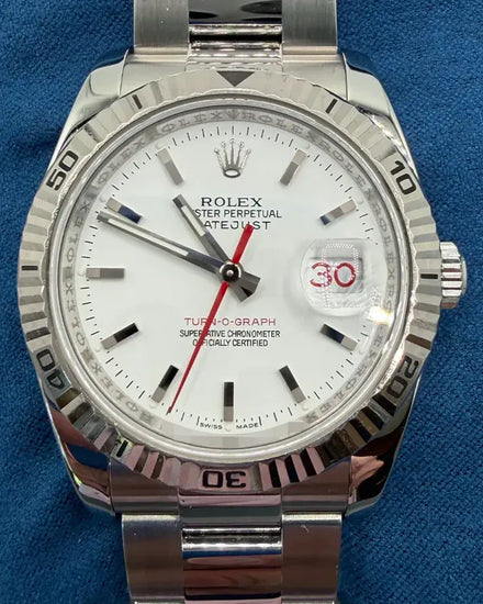 No Reserve - 2006 Rolex Datejust Turn-O-Graph 36MM White Dial Oyster Bracelet (116264)
