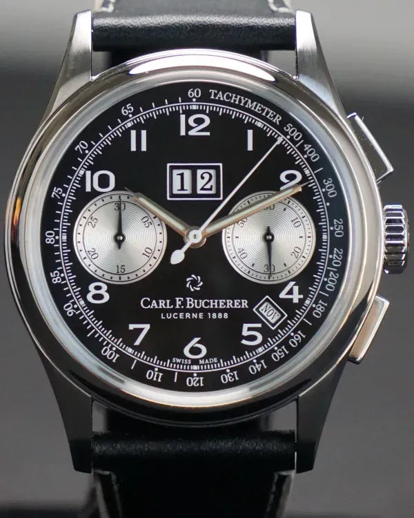 No Reserve - Carl F. Bucherer Heritage BiCompax Annual L.E. 41MM Black Dial Leather Strap (00.10803.08.32.01)