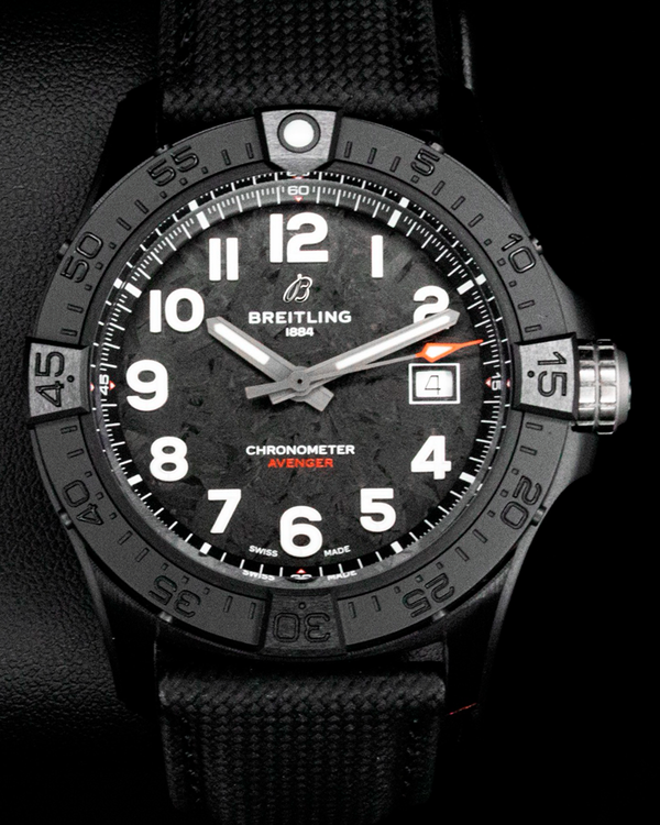 No Reserve - 2025 Breitling Avenger Night Mission 42MM Carbon Dial Leather Strap (S17328101B1X1)