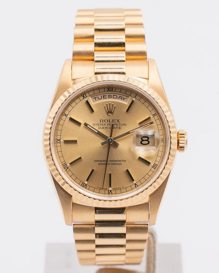 2000 Rolex Day-Date 36MM Champagne Dial Yellow Gold President Bracelet (18238)
