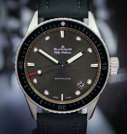 No Reserve - 2021 Blancpain Fifty Fathoms 43MM Grey Dial Textile Strap (5000-1110-B52A)