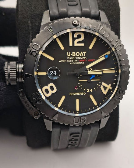 2022 U-Boat Classico Sommerso DLC 46MM Black Dial Rubber Strap (9015)