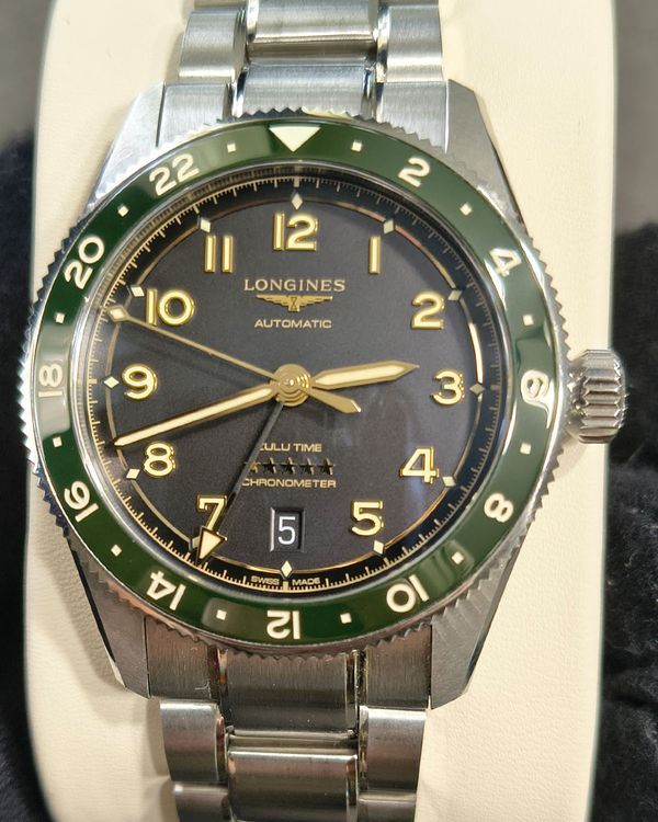 Longines Spirit Zulu Time 39MM Anthracite Black Dial Steel Bracelet (L3.802.4.63.6))