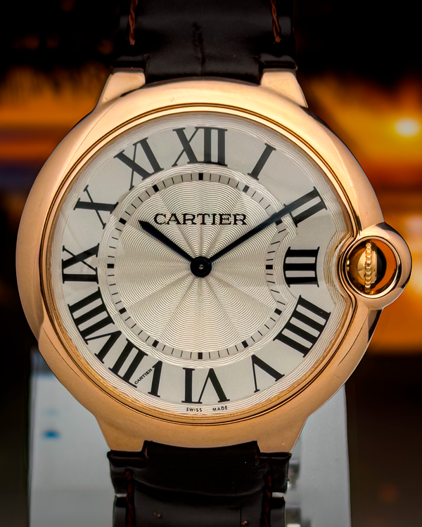 2015 Cartier Ballon Bleu 40MM Silver Dial Leather Strap (W6920083)
