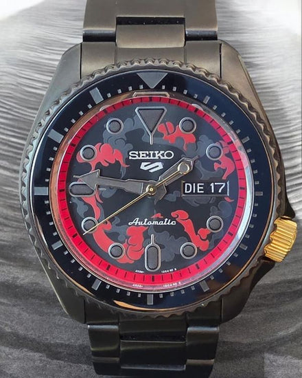 2024 Seiko 5 Sports "One Piece" Monkey D. Luffy 42.5MM Black Dial Steel Bracelet (SRPH73K1)