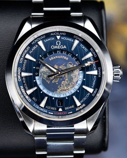 No Reserve - 2026 Omega Seamaster Aqua Terra 150M Co-Axial Master Chronometer GMT Worldtimer 43MM Blue Dial Steel Bracelet (220.10.43.22.03.001)
