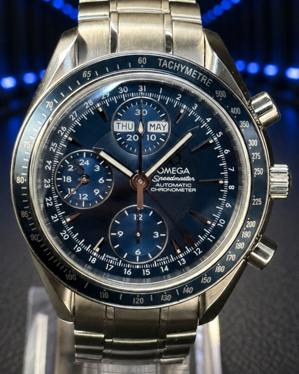No Reserve - 2008 Omega Speedmaster Day-Date 40MM Blue Dial Steel Bracelet (3222.80.00)