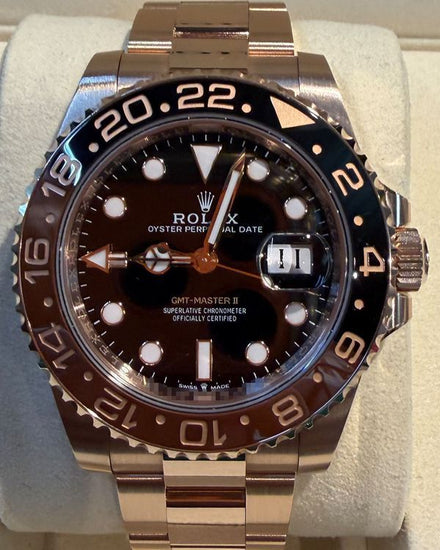 2025 Rolex GMT-Master II "Rootbeer" 40MM Black Dial Rose Gold Oyster Bracelet (126715CHNR)