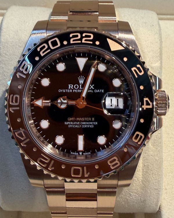 2025 Rolex GMT-Master II "Rootbeer" 40MM Black Dial Rose Gold Oyster Bracelet (126715CHNR)