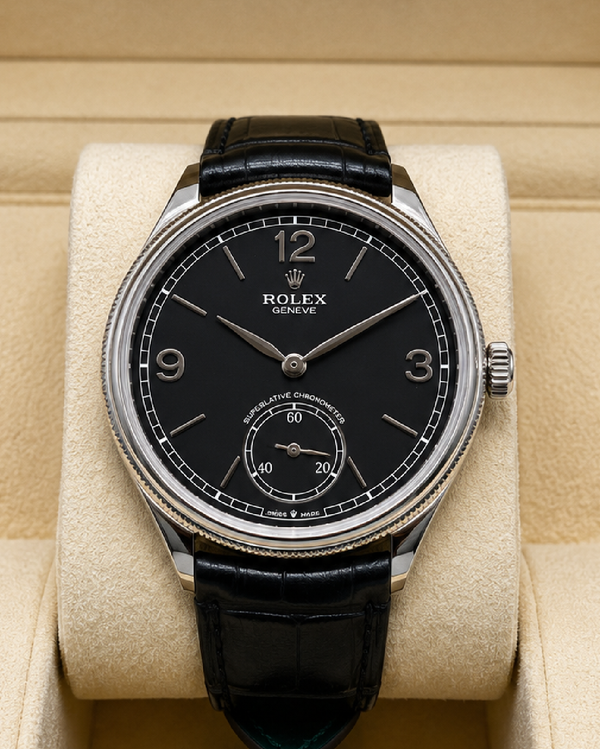 2026 Rolex 1908 39MM Black Dial Leather Strap (52509)