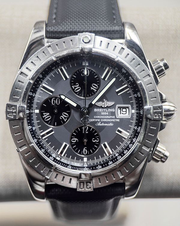 No Reserve - Breitling Chronomat Evolution 44MM Grey Dial Aftermarket Leather Strap (A13356)