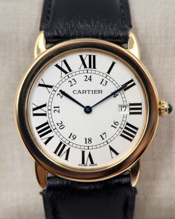 No Reserve - 2016 Cartier Ronde De Cartier Solo 36MM Quartz Silver Dial Leather Strap (W6700455)
