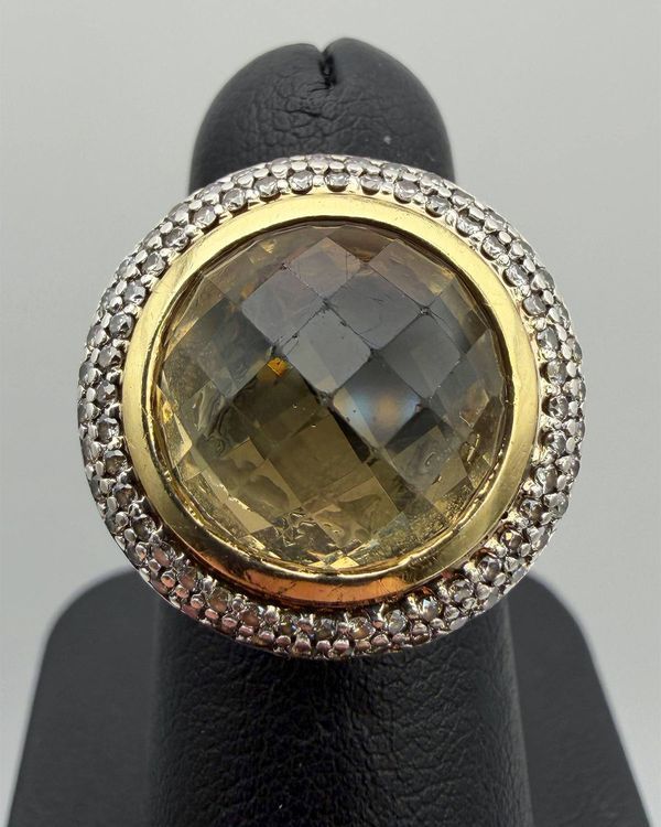 David Yurman Cable Classics Ring Size 6 Silver & Yellow Gold Yellow Quartz  Diamonds (Ring)