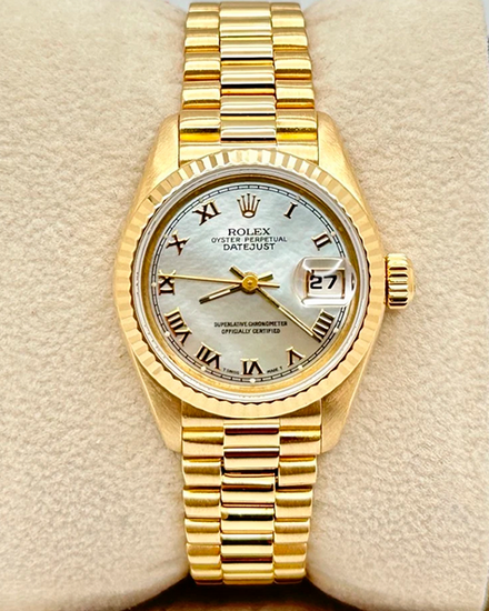 1991 Rolex Lady-Datejust 26MM Mother of Pearl Dial Yellow Gold President Bracelet (69178)