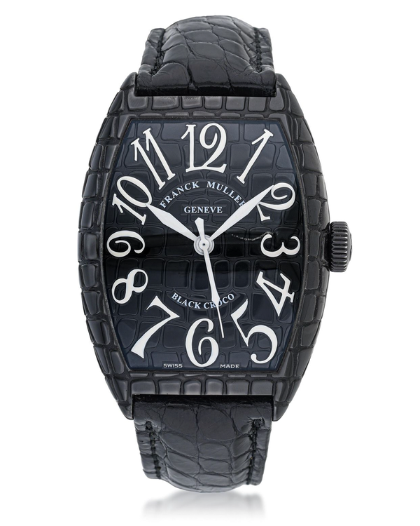2019 Franck Muller Cintrée Curvex "Black Croco" 39MM Black Dial Leather Strap (8880 SC BLK CRO)