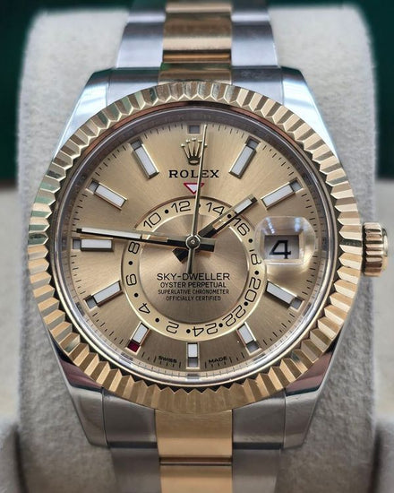 2018 Rolex Sky-Dweller 42MM Champagne Dial Two-Tone Oyster Bracelet (326933)