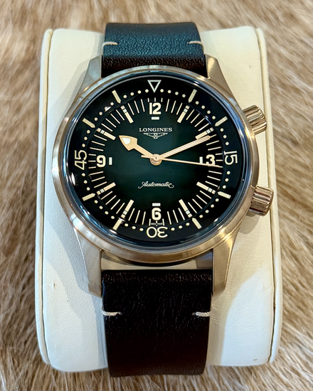 2026 Longines Legend Diver 42MM Green Dial Leather Strap (L3.774.1.50.2)