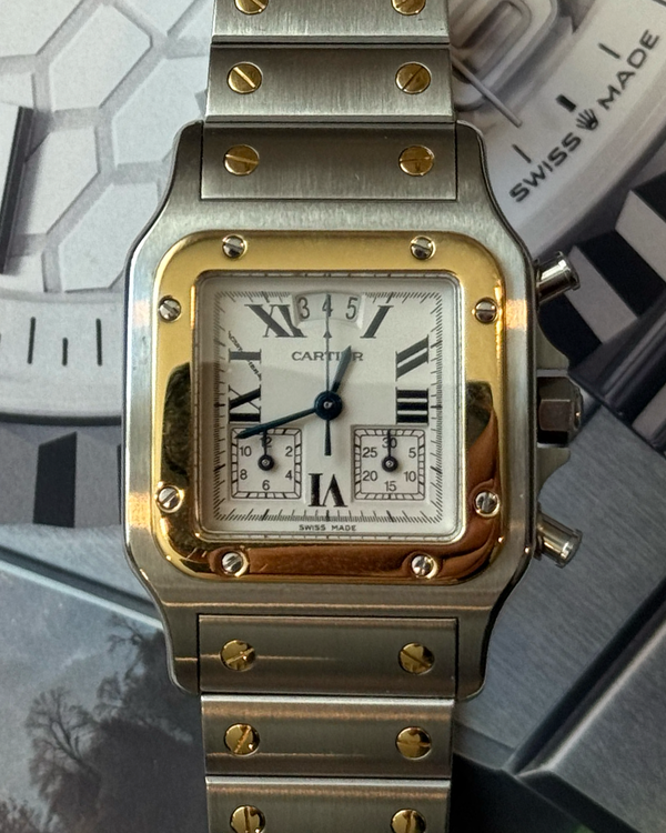 2001 Cartier Santos Galbée Chronoflex 29MM White Dial Two-Tone Bracelet (2425)