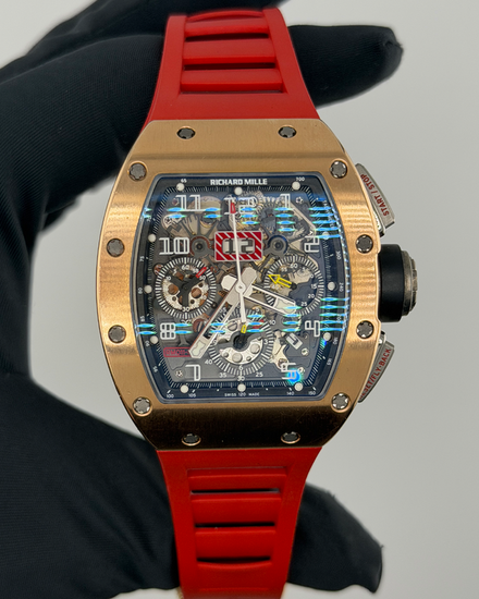 Richard Mille RM 011 Flyback Chronograph "Felipe Massa" 40MM Skeleton Dial Rubber Strap (RM011 AK RG)