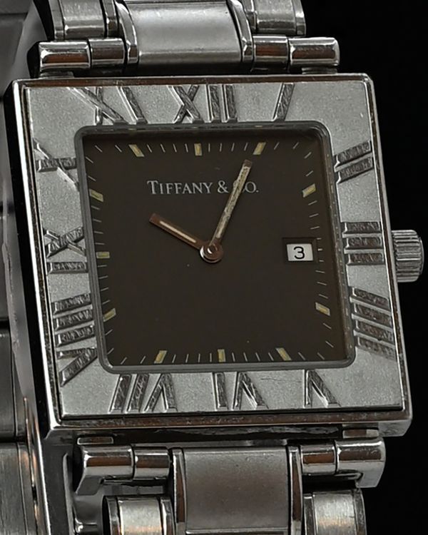 Tiffany & Co. Atlas Square 28MM Quartz Brown Dial Steel Bracelet (820.1007)