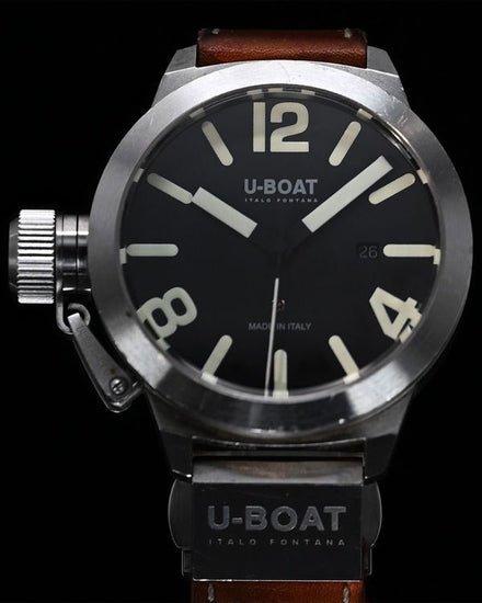 U-Boat Classico 45MM Black Dial Leather Strap (5564)