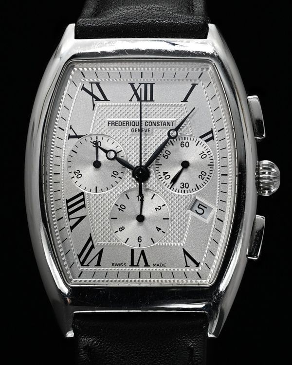No Reserve - Frederique Constant Art Déco Tonneau Chronograph 36MM Silver Dial Aftermarket Leather Strap (FC-292M4T26)