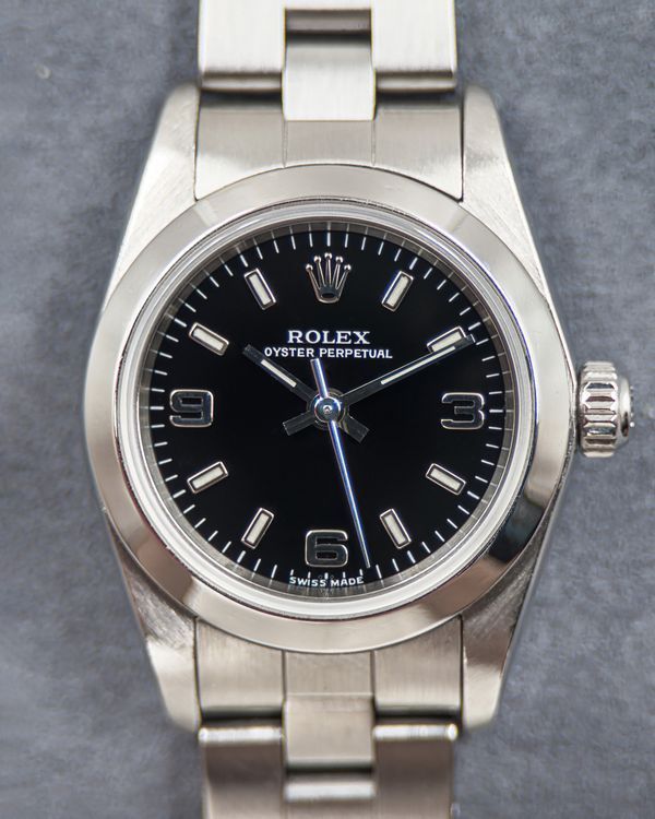 No Reserve - Rolex Oyster Perpetual 24MM Black Dial Oyster Bracelet (76080)