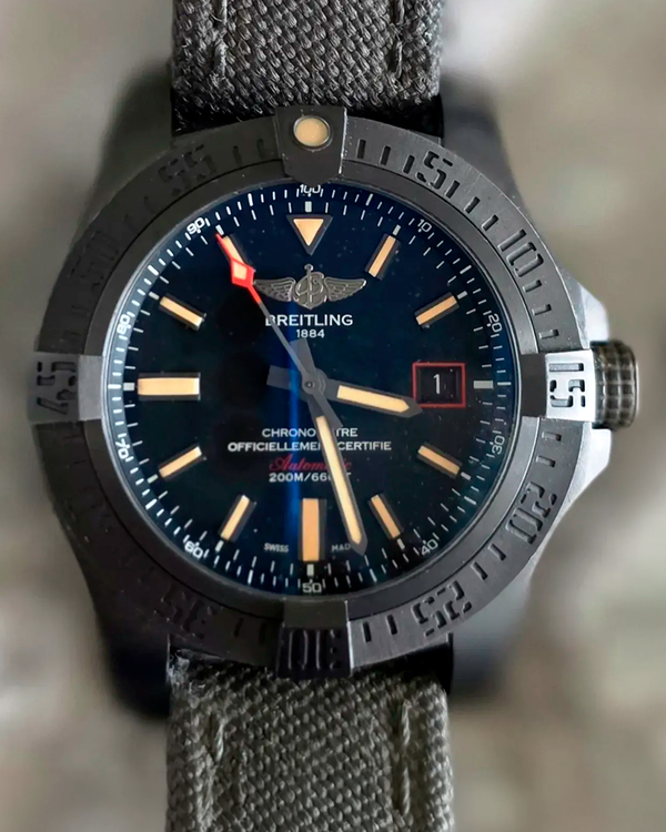 2016 Breitling Avenger Blackbird 44MM Black Dial Textile Strap (V17311)