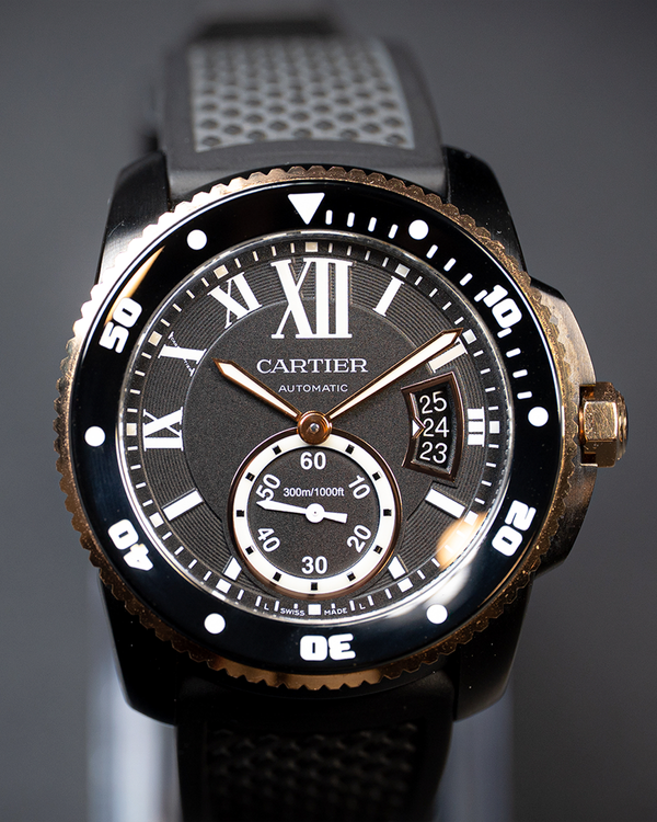 2015 Cartier Calibre de Cartier Diver 42MM Black Dial Rubber Strap (W2CA0004)