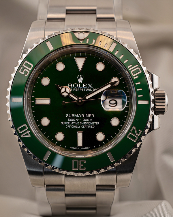 No Reserve - 2015 Rolex Submariner Date "Hulk" 40MM Green Dial Oyster Bracelet (116610LV)
