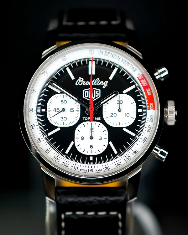2025 Breitling Top Time B01 Deus 41MM Black Dial Leather Strap (AB01765A1B1X1)