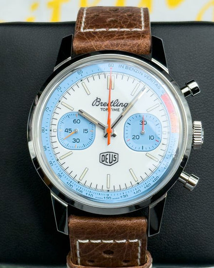 2023 Breitling Top Time Deus L.E. 41MM White Dial Leather Strap (A233112A1A1X1)