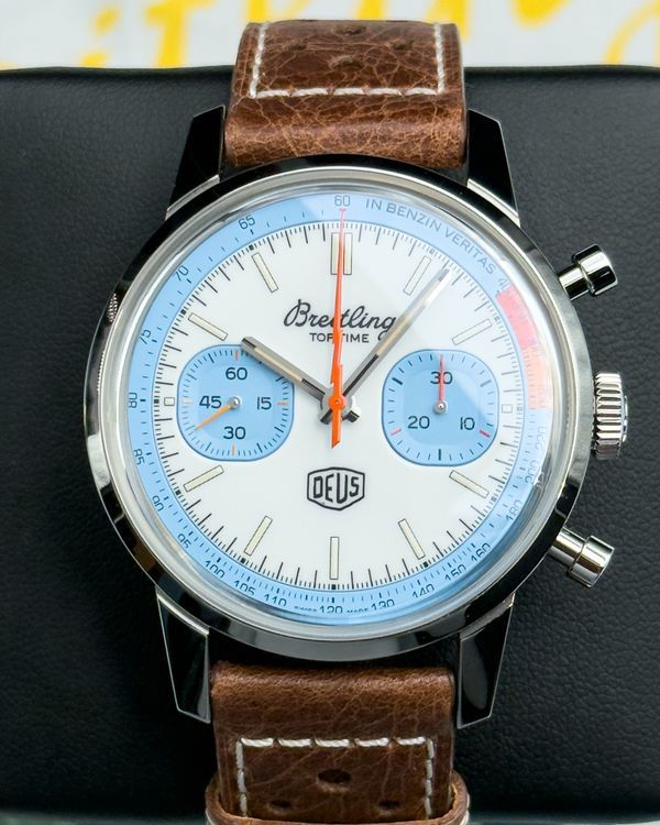 2023 Breitling Top Time Deus L.E. 41MM White Dial Leather Strap (A23311)