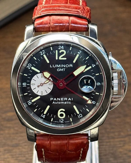 No Reserve - Panerai Luminor GMT 44MM Black Dial Leather Strap (PAM00088)