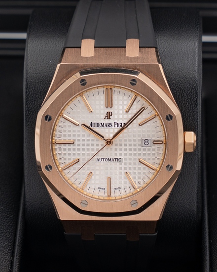 2014 Audemars Piguet Royal Oak 41MM Silver Dial Rubber Strap (15400OR)