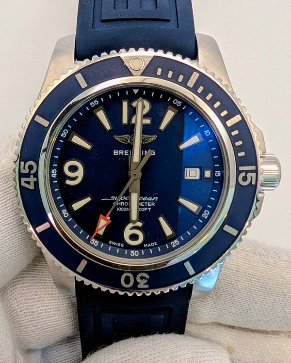 2020 Breitling Superocean 44MM Blue Dial Rubber Strap (A17367D81C1A1)