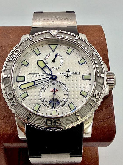 No Reserve - Ulysse Nardin Marine Maxi Diver 42.7MM White Dial Rubber Strap (263-33)