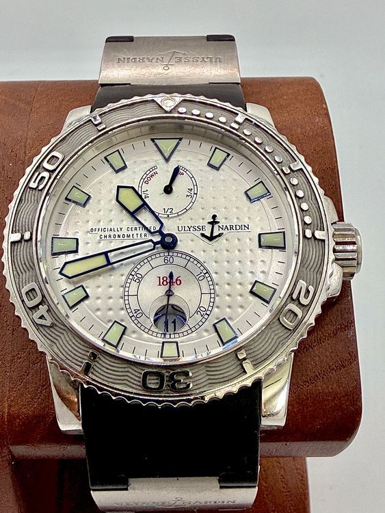 No Reserve - Ulysse Nardin Marine Maxi Diver 42.7MM White Dial Rubber Strap (263-33)
