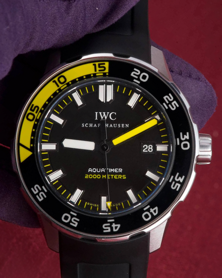 IWC Schaffhausen Aquatimer 42MM Black Dial Rubber Strap (IW356810)