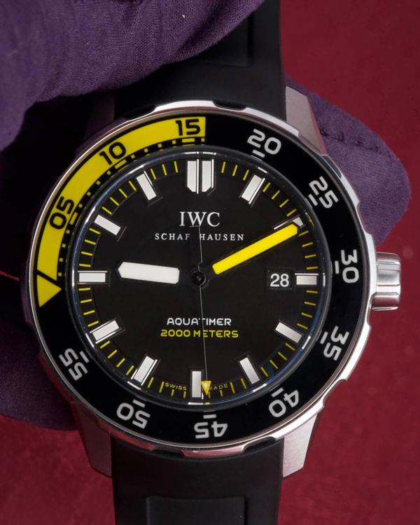 IWC Schaffhausen Aquatimer 42MM Black Dial Rubber Strap (IW356810)